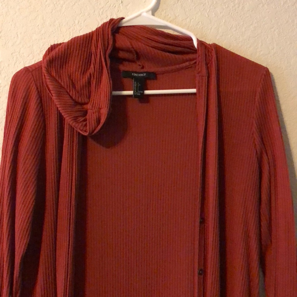 Forever 21 Ribbed Hooded Cardigan